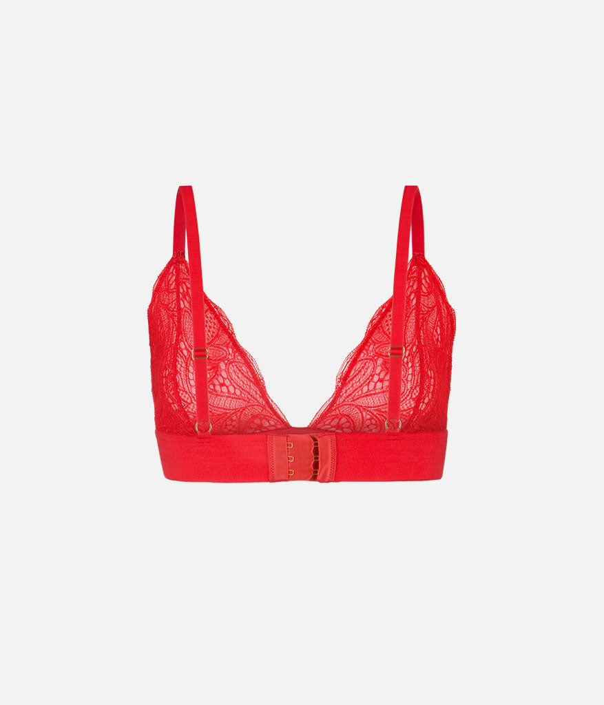 The Long-Lined Lace Bralette | Tomato Red