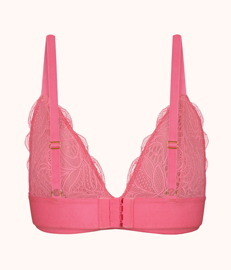 The Long-Lined Lace Bralette | Pink Hibiscus