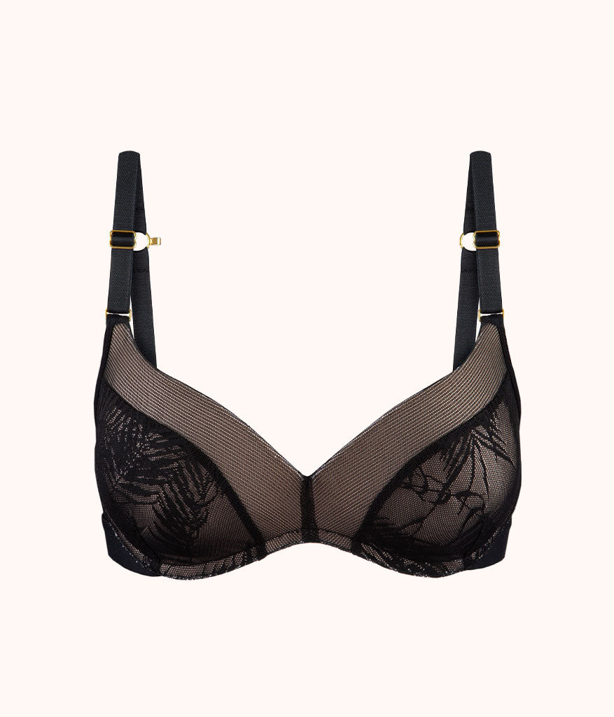 The Smooth Lace No-Wire Push-Up Bra | Jet Black x Soft Pink
