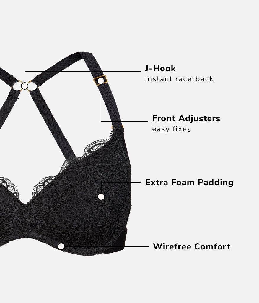 The Lace No-Wire Push-Up | Jet Black