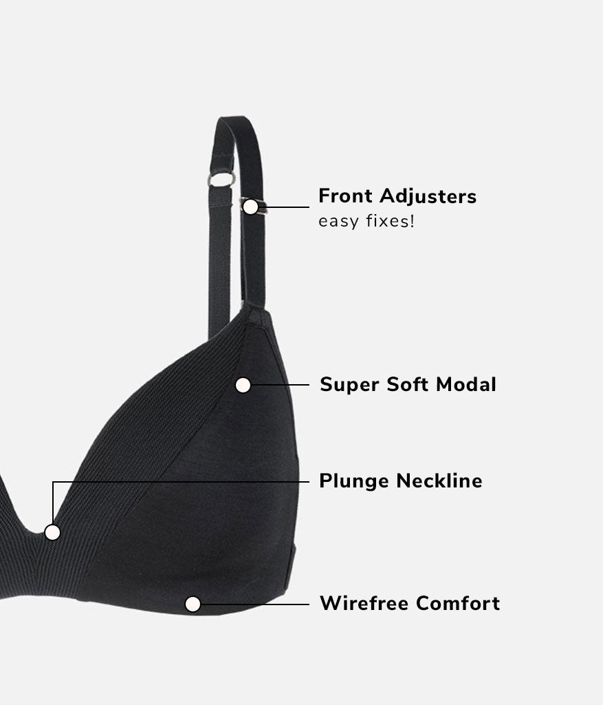 The All-Day Deep V No-Wire | Jet Black