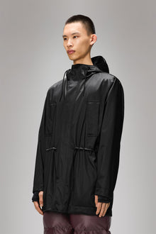 RAINS Bold Long Jacket Black Grain Jacket