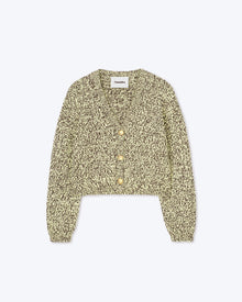 Caliz Cropped Mouline Cardigan | Graphic Lime