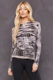 Women | Lightweight Ribbed Long Sleeve Tee | Multi Color Adire Wash 4