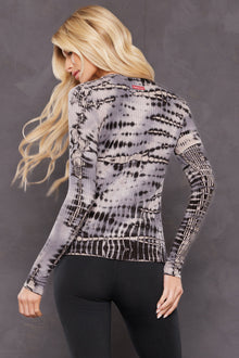Women | Lightweight Ribbed Long Sleeve Tee | Multi Color Adire Wash 4