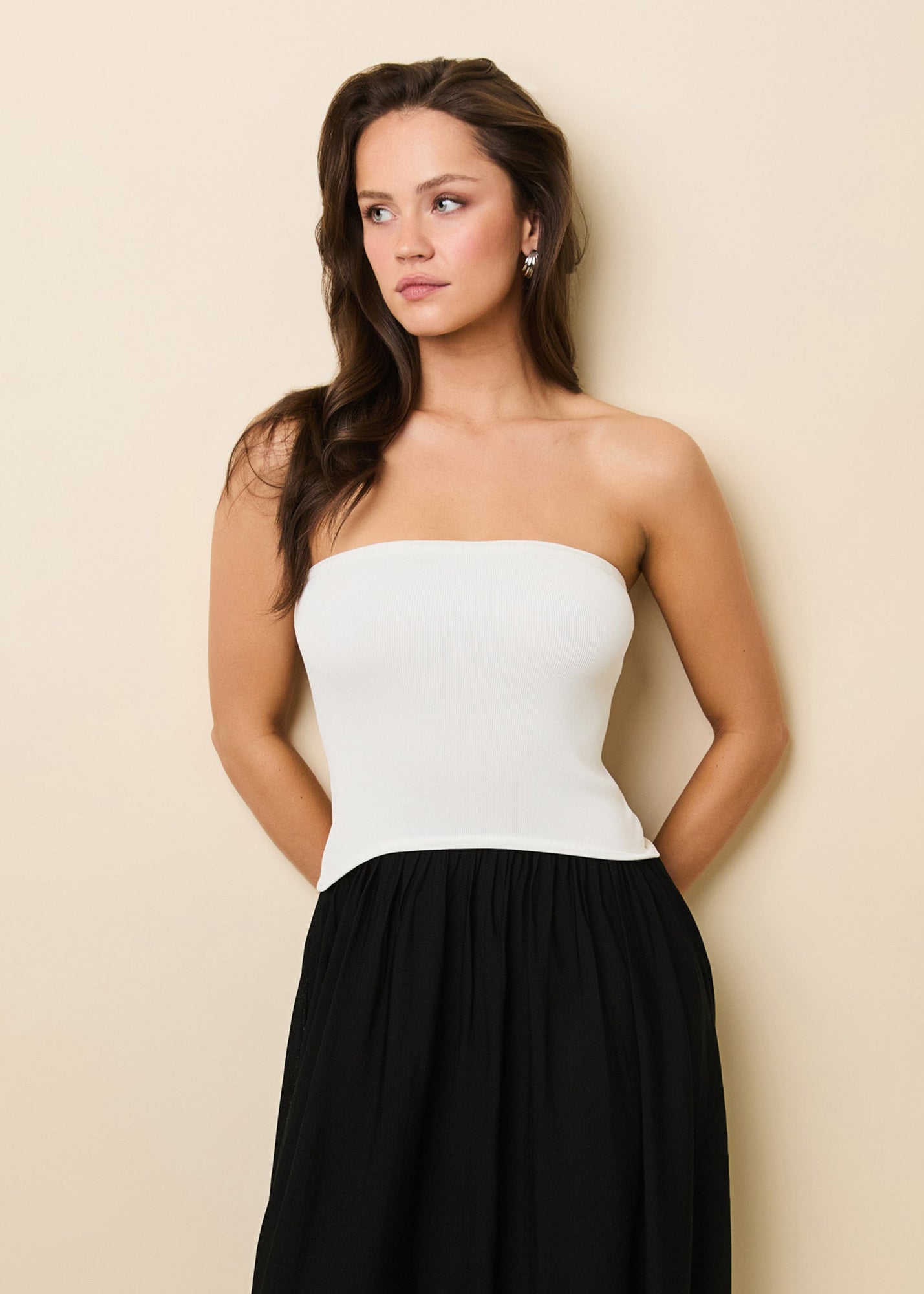 Women | Strapless Soglio Dress | Noir/Optic White