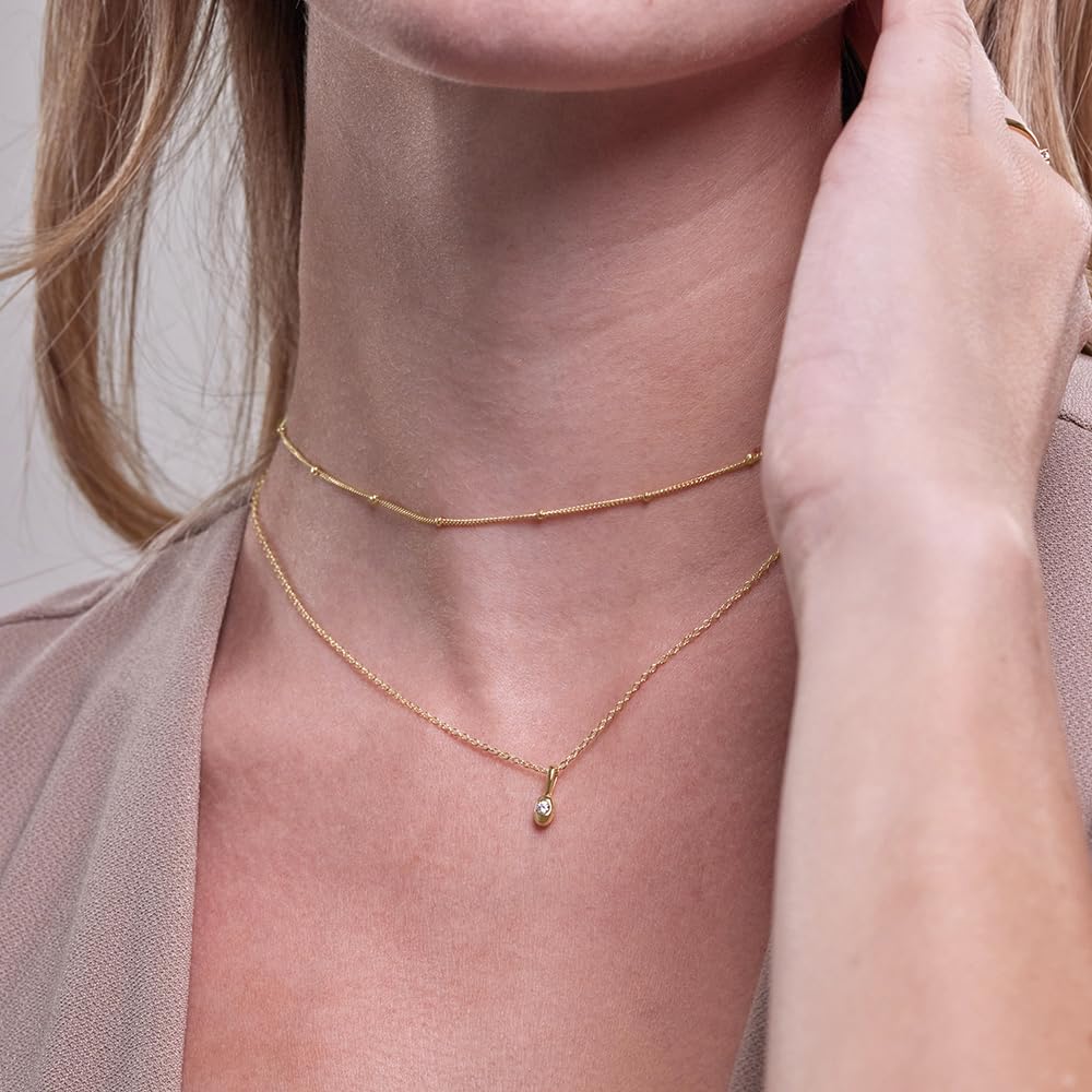 Womens | 0.06 CT Round Cut Lab Grown Accent Diamond | Multi Strand Fashion Necklace | 14K Yellow Gold Silver | G-SI