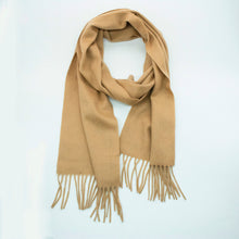 Unisex | Cashmere Scarf with Fringes | Small | Camel
