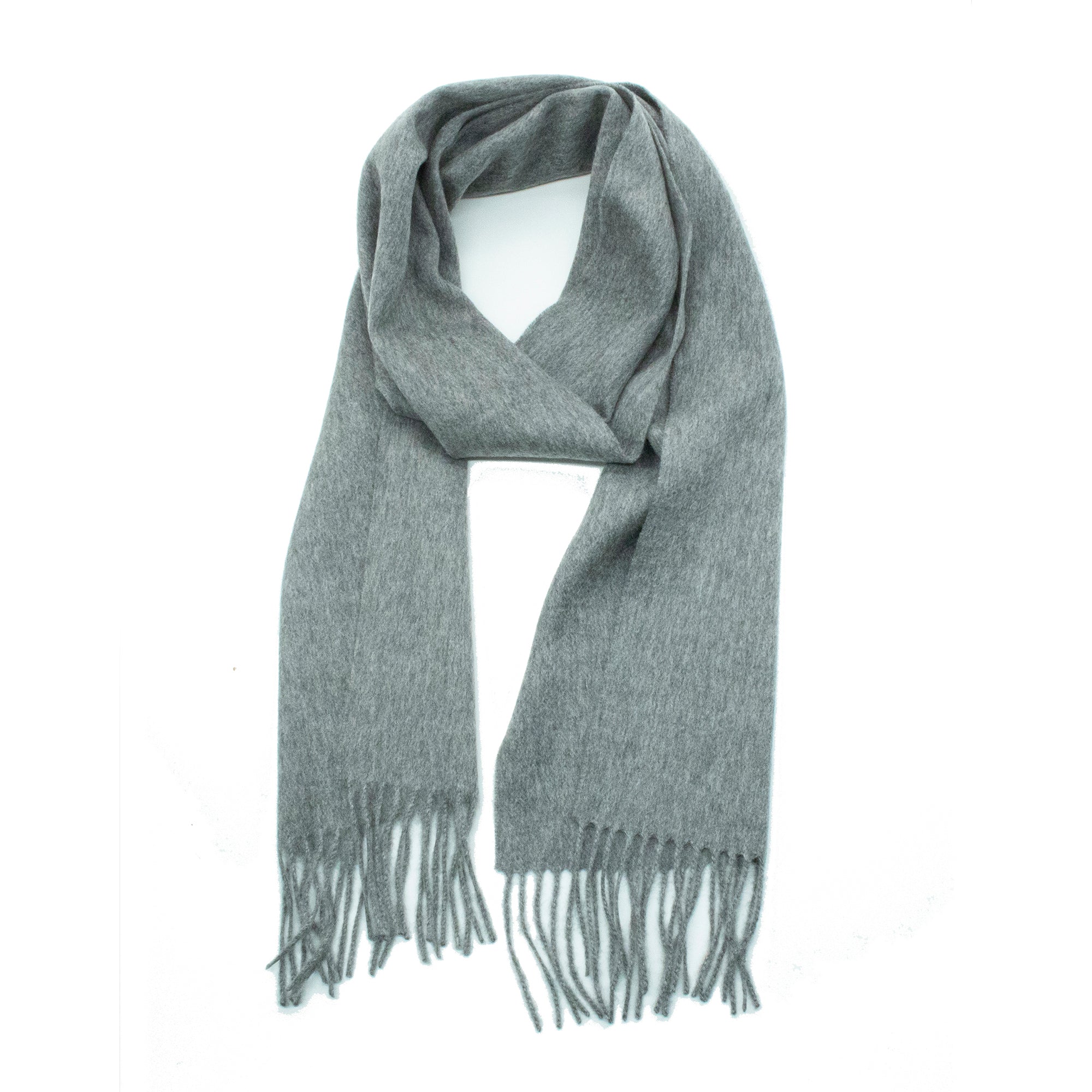 Unisex | Cashmere Scarf with Fringes | Small | Grey