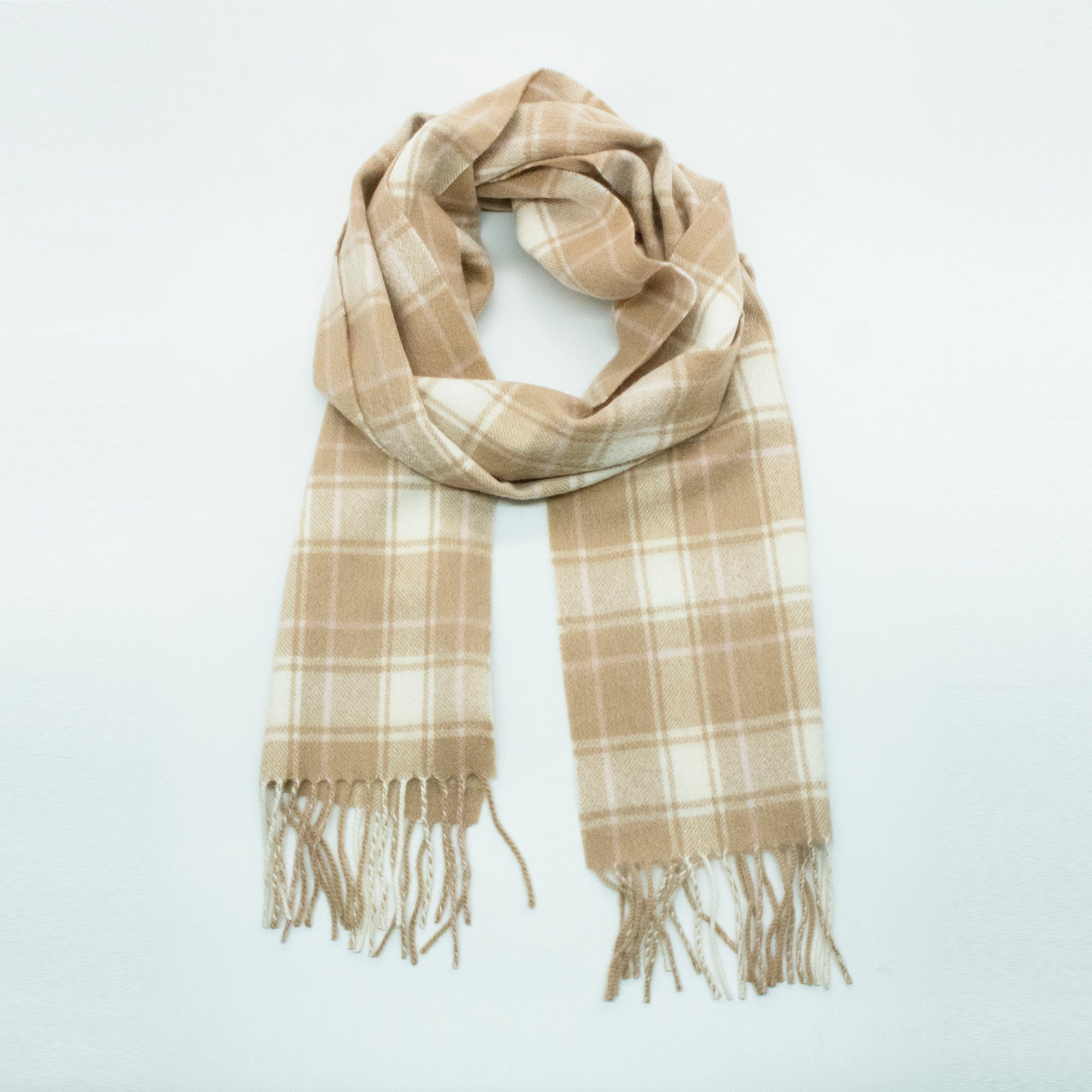 Unisex | Cashmere Scarf with Fringes | Small | Misty Rose Combo