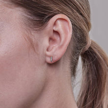 Womens | 0.02 CT Round Cut Lab Grown Accent Diamond | Bar Stud Earrings | Sterling Silver | G-SI