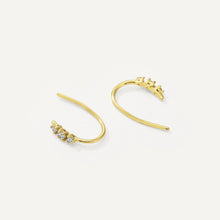 Womens | 0.12 CT Round Cut Lab Grown Accent Diamond | Half Hoops Earring | 14K Yellow Gold Plated Silver | G-SI