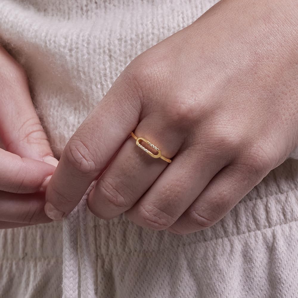 Womens | 0.04 CT Round Cut 8 Stone Lab Grown Accent Diamond | Fashion Band Ring | 14K Yellow Gold Plated Silver | G-SI