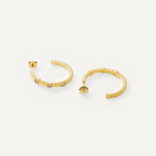 Womens | 0.09 CT Round Cut Lab Grown Accent Diamond | Half Hoop Earrings | 14K Yellow Gold Plated Silver | G-SI