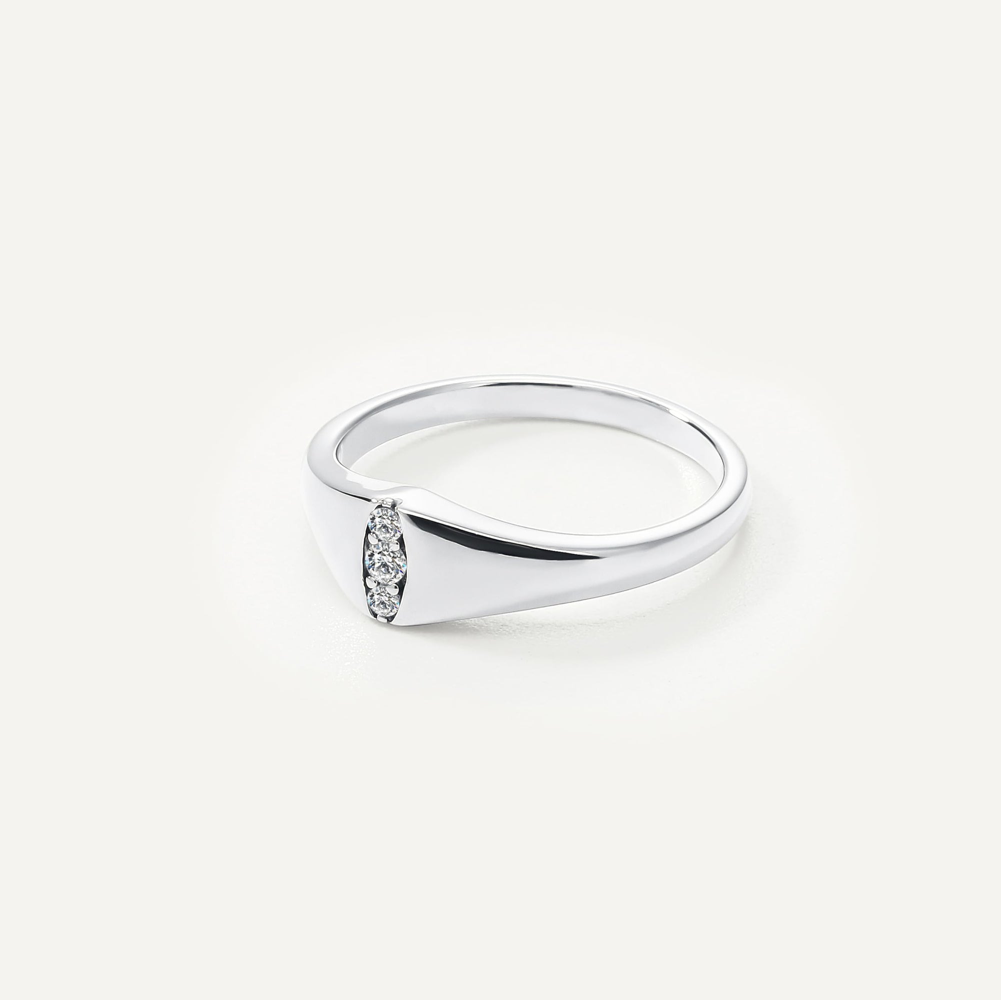 Womens | 0.06 CT Round Cut 3 Stone Lab Grown Accent Diamond | Fashion Band Ring | Sterling Silver | G-SI