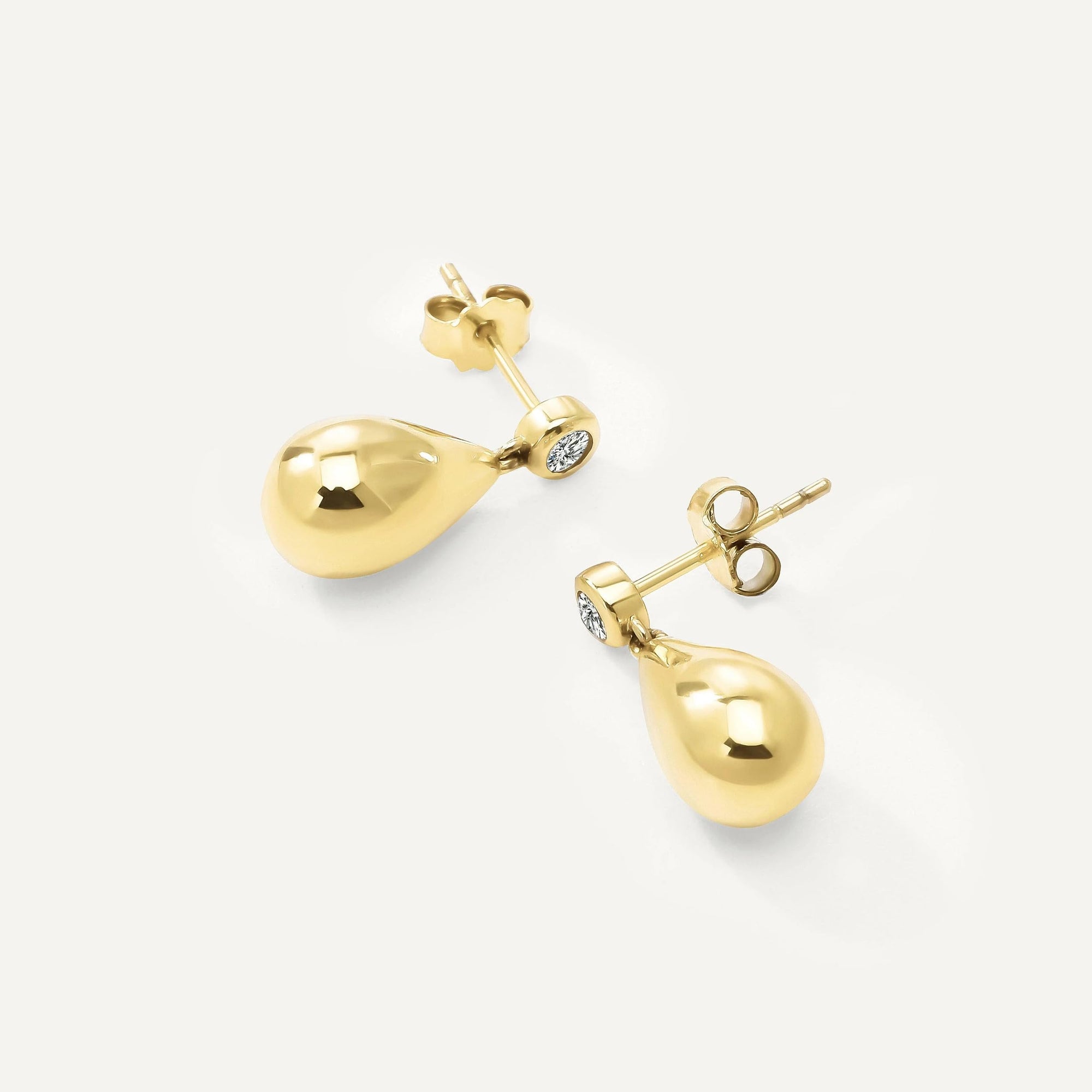 Womens | 0.10 CT Round Cut Lab Grown Accent Diamond | Dangle Earrings | 14K Yellow Gold Plated Silver | G-SI