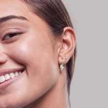 Womens | 0.03 CT Round Cut Lab Grown Accent Diamond | Cross Stud Earrings | Sterling Silver | G-SI