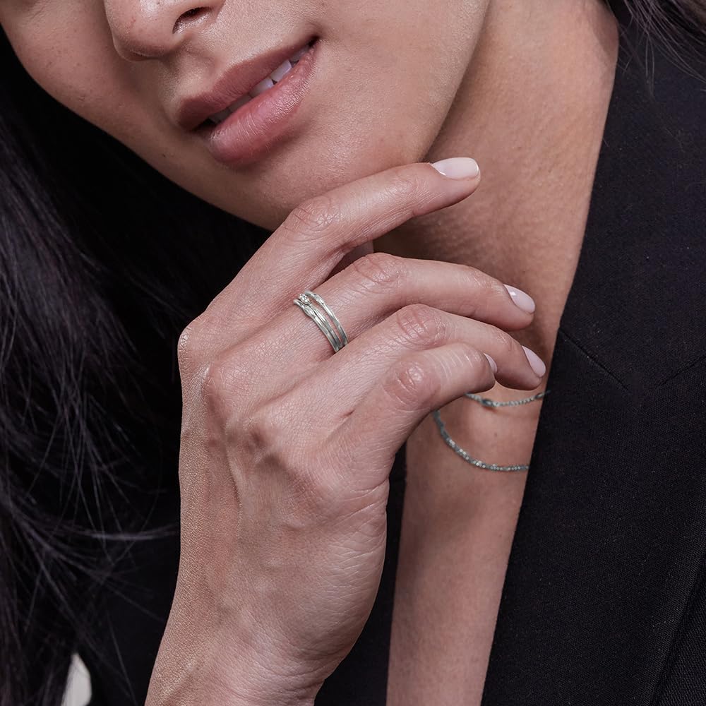 Womens | 0.02 CT Round Cut Lab Grown Accent Diamond | Fashion Band Ring | Sterling Silver | G-SI