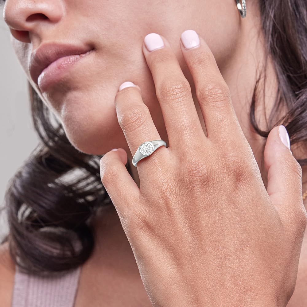 Womens | 0.09 CT Round Cut Lab Grown Accent Diamond | Fashion Band Ring | Sterling Silver | G-SI