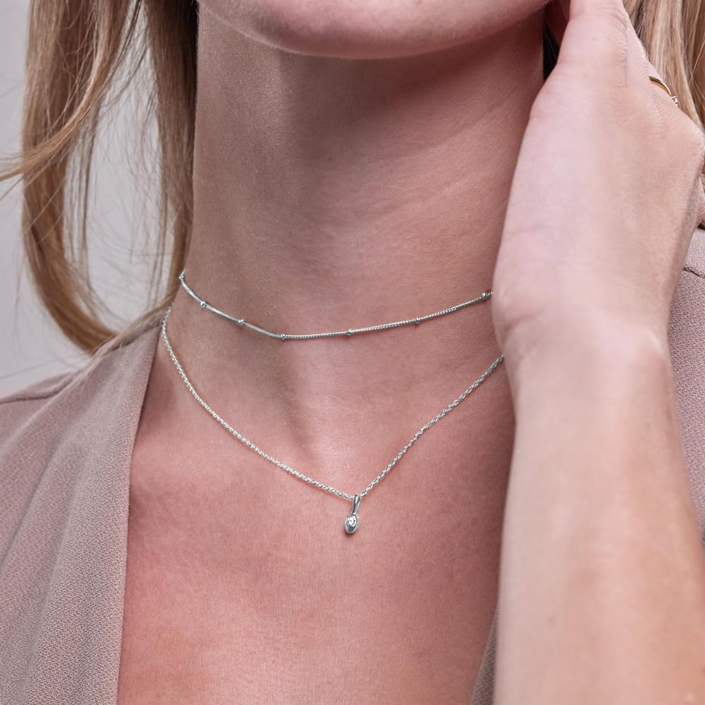 Womens | 0.06 CT Round Cut Lab Grown Accent Diamond | Multi Strand Fashion Necklace | Sterling Silver | G-SI