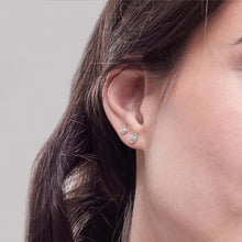 Womens | 0.03 CT Round Cut Lab Grown Accent Diamond | Evil Eye Stud Earrings | Sterling Silver | G-SI