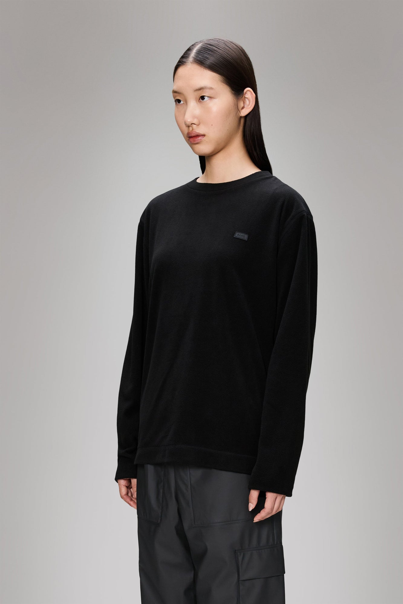 RAINS Addis Fleece Crewneck Black Crew Neck