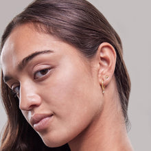 Womens | 0.06 CT Round Cut Lab Grown Accent Diamond | Hoop Drop Earrings | 14K Yellow Gold Plated Silver | G-SI