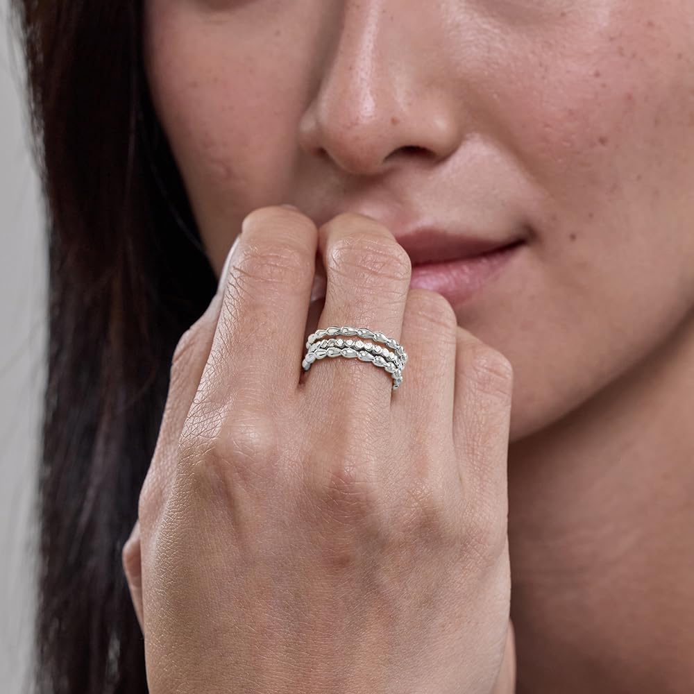 Womens | 0.06 CT Round Cut 7 Stone Lab Grown Accent Diamond | Fashion Band Ring | Sterling Silver | G-SI