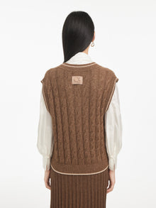 Texture Cable-Knit Sweater Vest | Brown