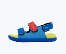 Side view of a Native Shoes Kids Frankie Sugarlite Kids | Resting Blue/ Celery Green/ Uv Blue/ Uv Hyper Strap Footwear