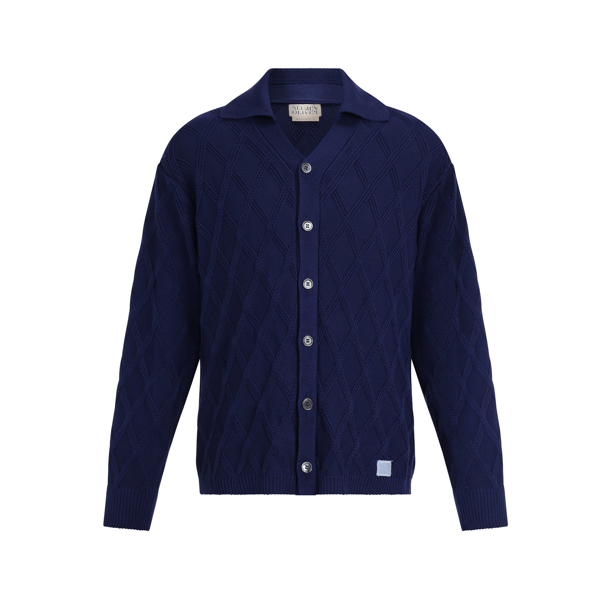 The Diamond Knit Button Down | Navy