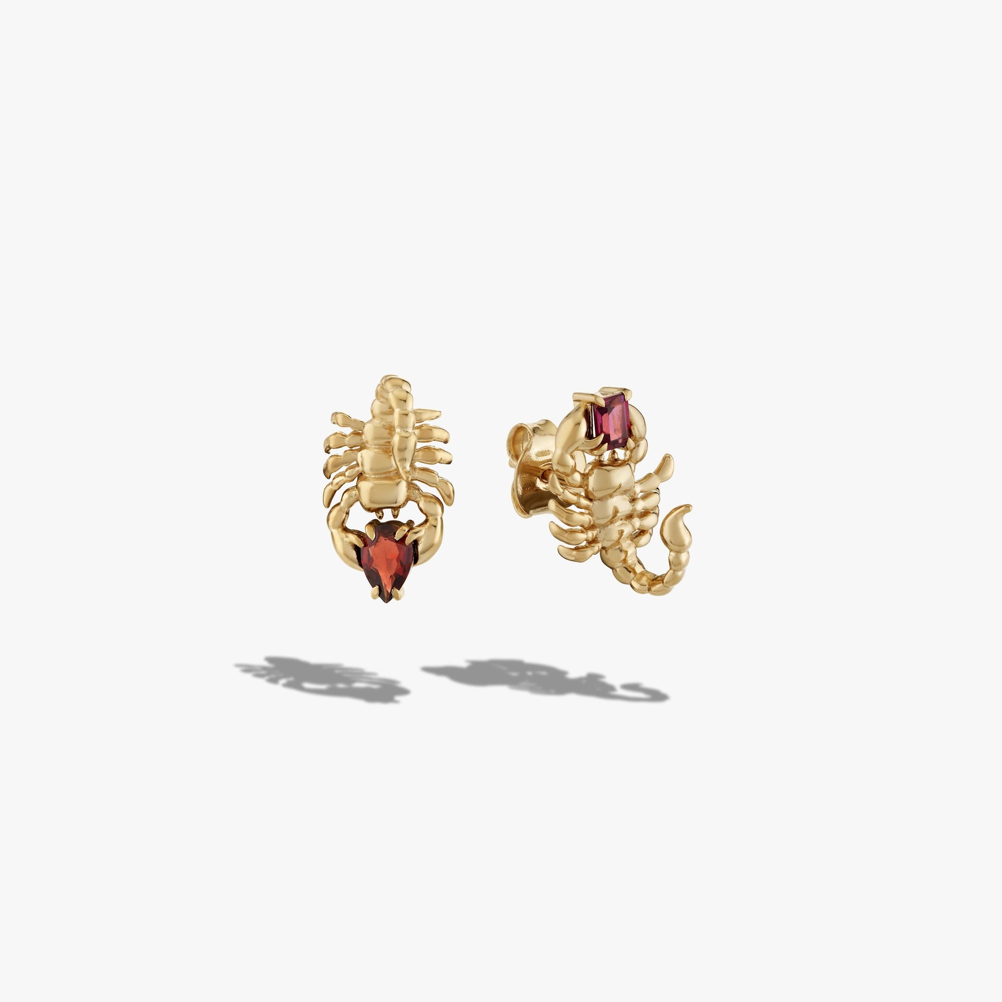 Awe Inspired Earrings 14K Gold Vermeil / Pair Gemstone Scorpion Studs