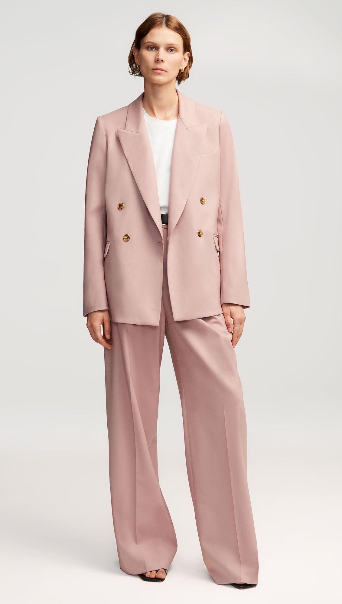 Peak Lapel Blazer in Seasonless Wool | Dusty Pink