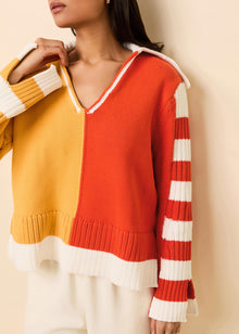 Jack Sweater Colorblock | Pineapple / Habanero