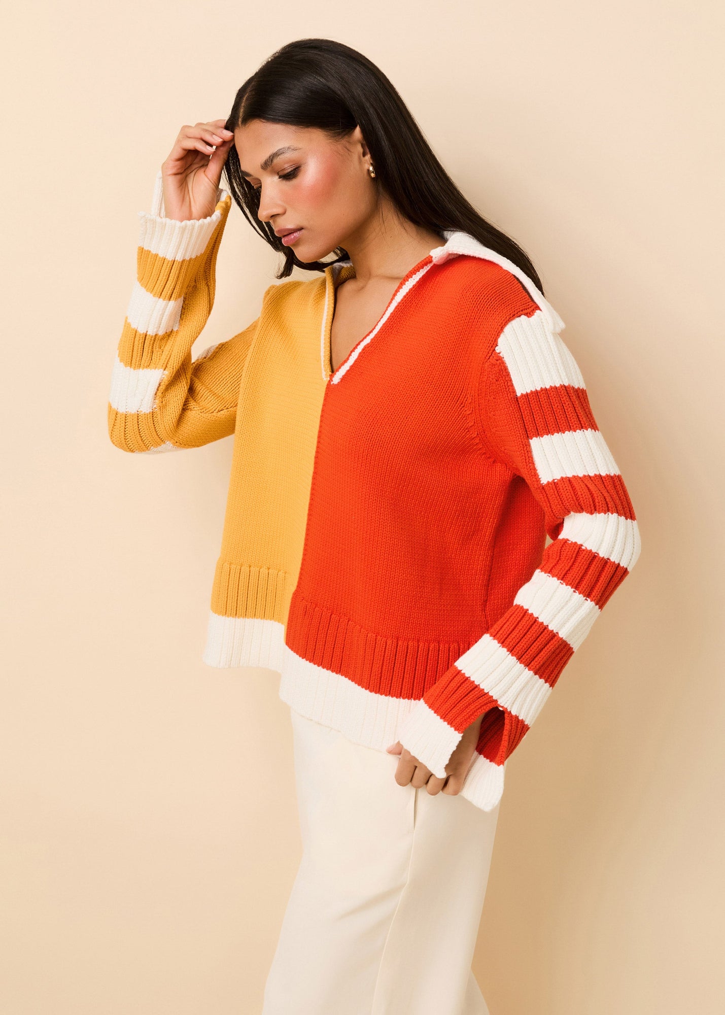 Jack Sweater Colorblock | Pineapple / Habanero