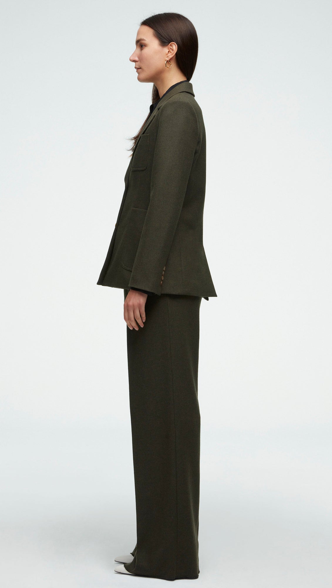 Single Pleat Trouser in Wool Twill | Hunter