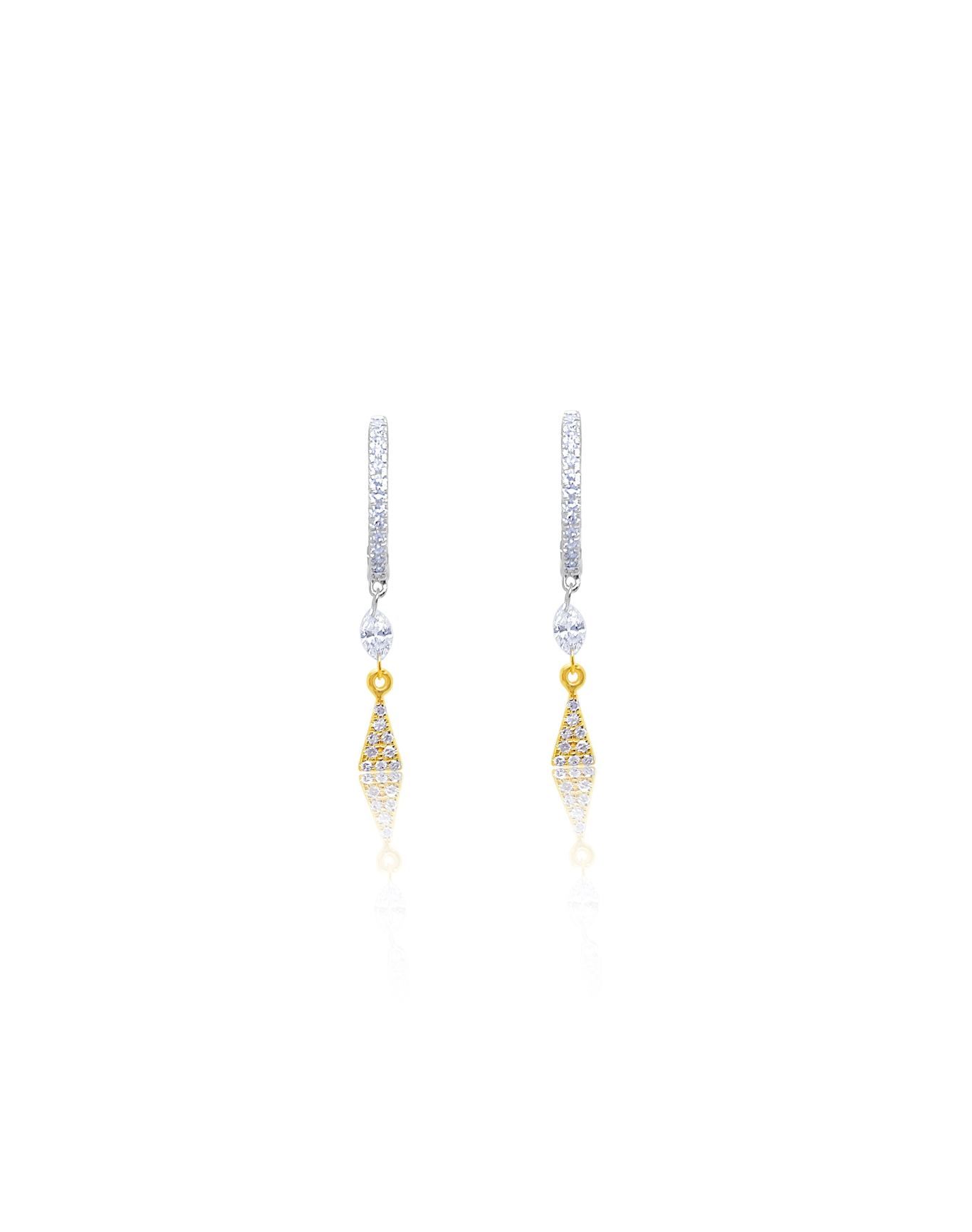 .65 Ct Diamond Triangle Huggies | Two Tone