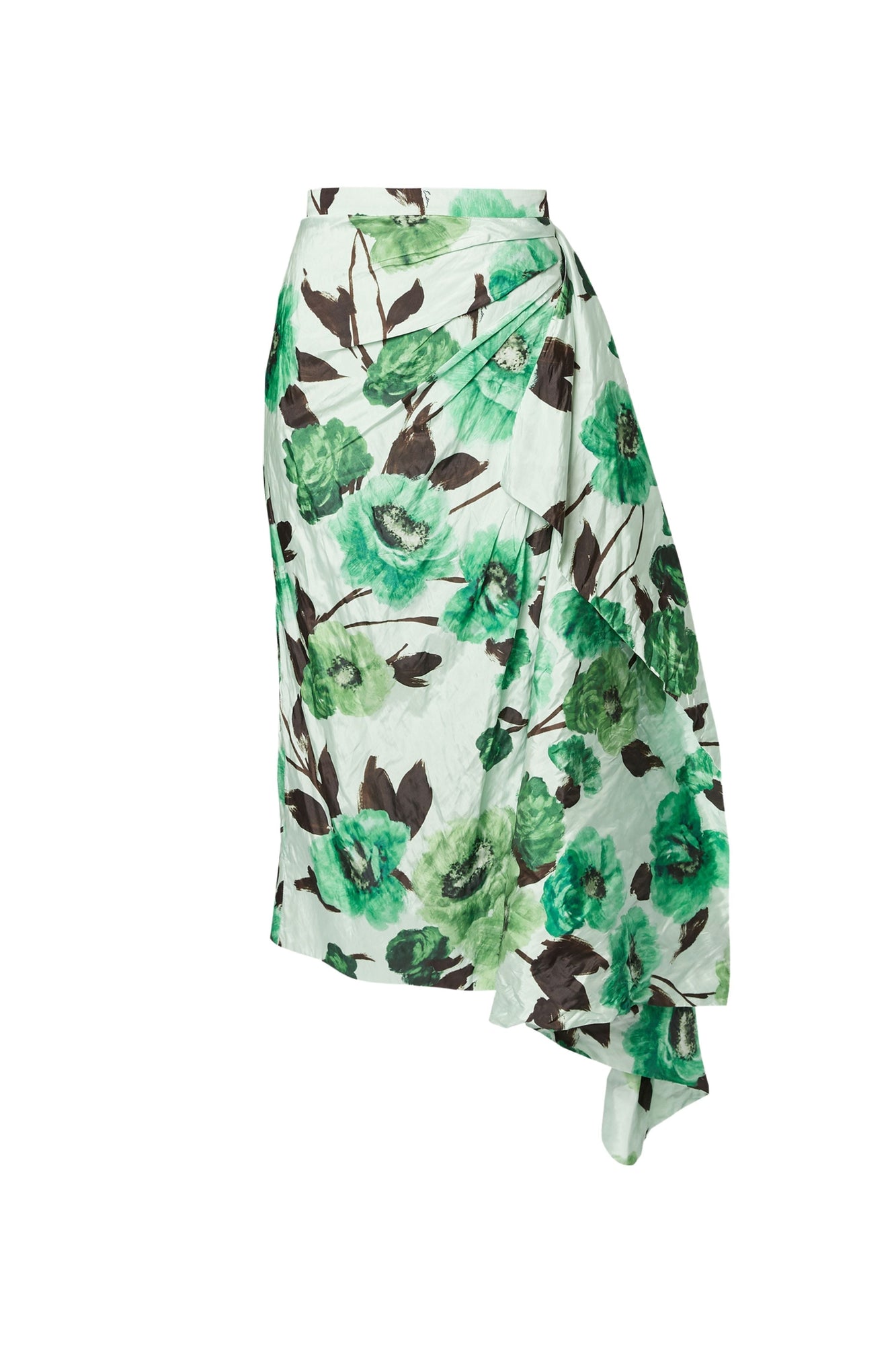 Floral Print Draped Pencil Skirt