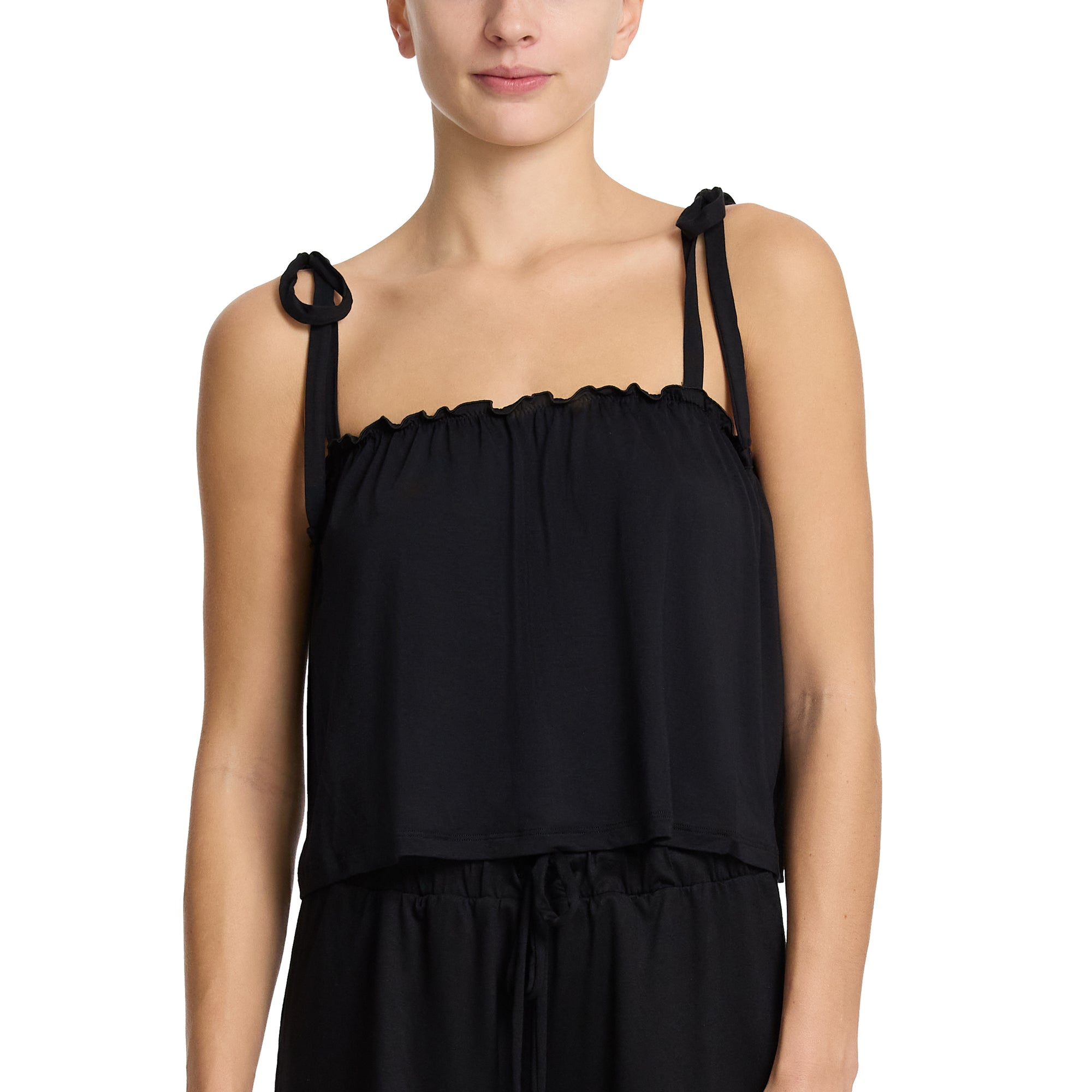 Unwind Shoulder Tie Tank | Black