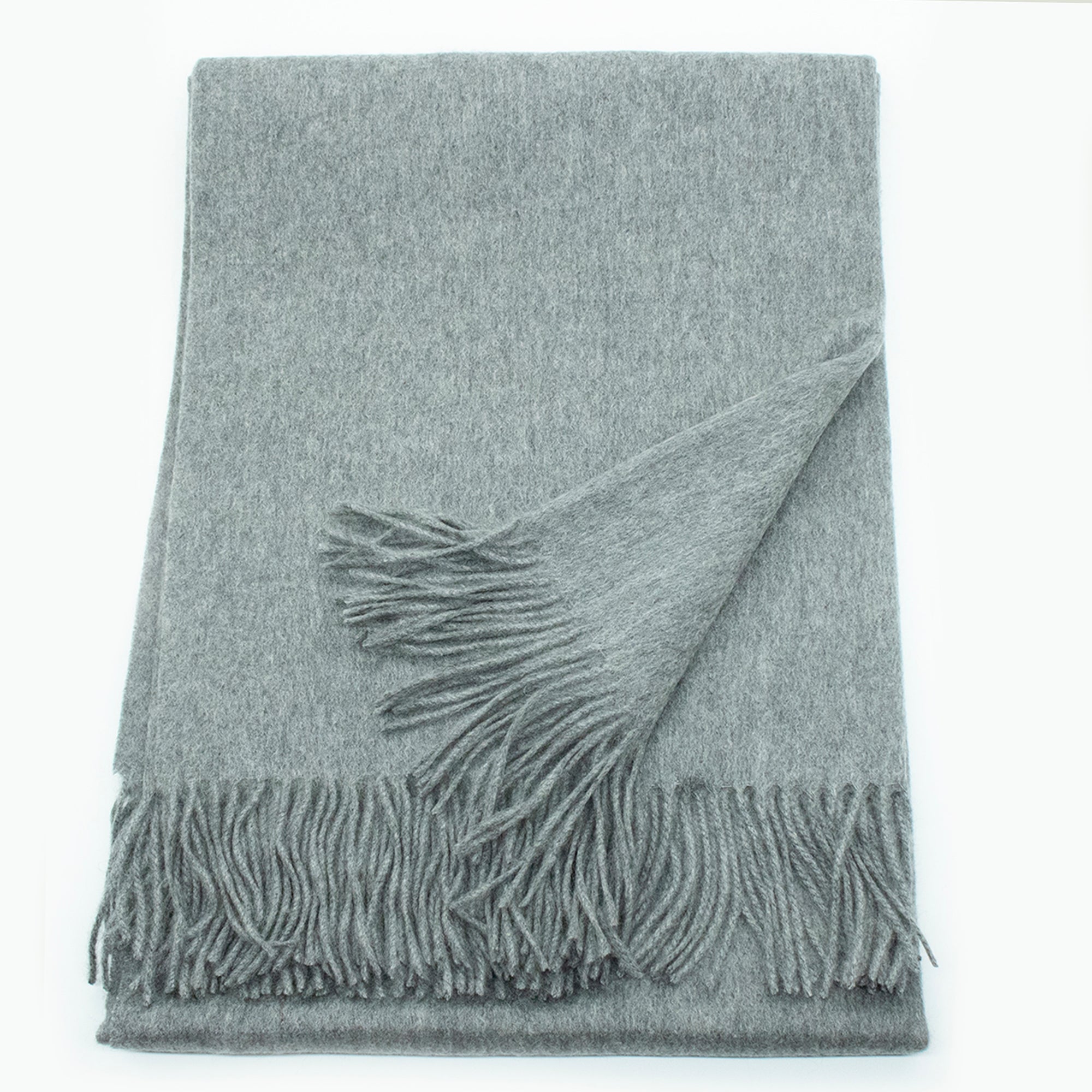 Unisex | Cashmere Throw with Fringes | Grey