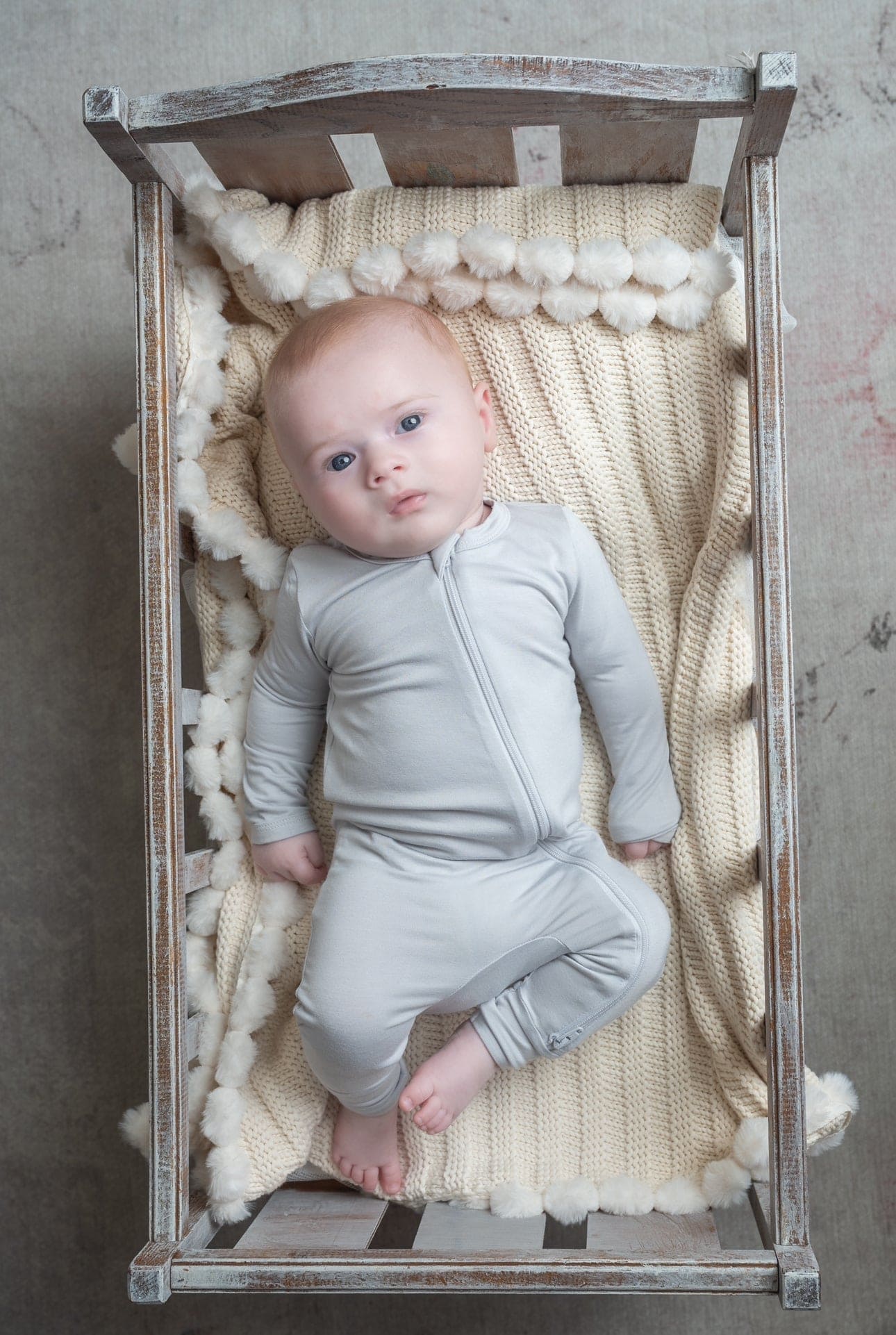 Unisex | Organic Cotton Knit Pom Pom Blanket | Oatmeal