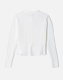 Terry Ribbed Cardi | Vintage White