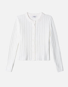 Terry Ribbed Cardi | Vintage White