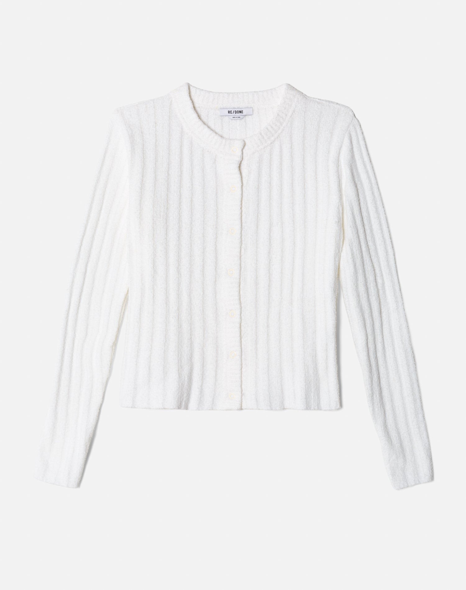 Terry Ribbed Cardi | Vintage White