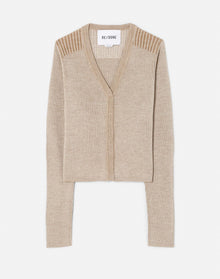 Tonal Ribbed Cardi | Light Walnut Combo