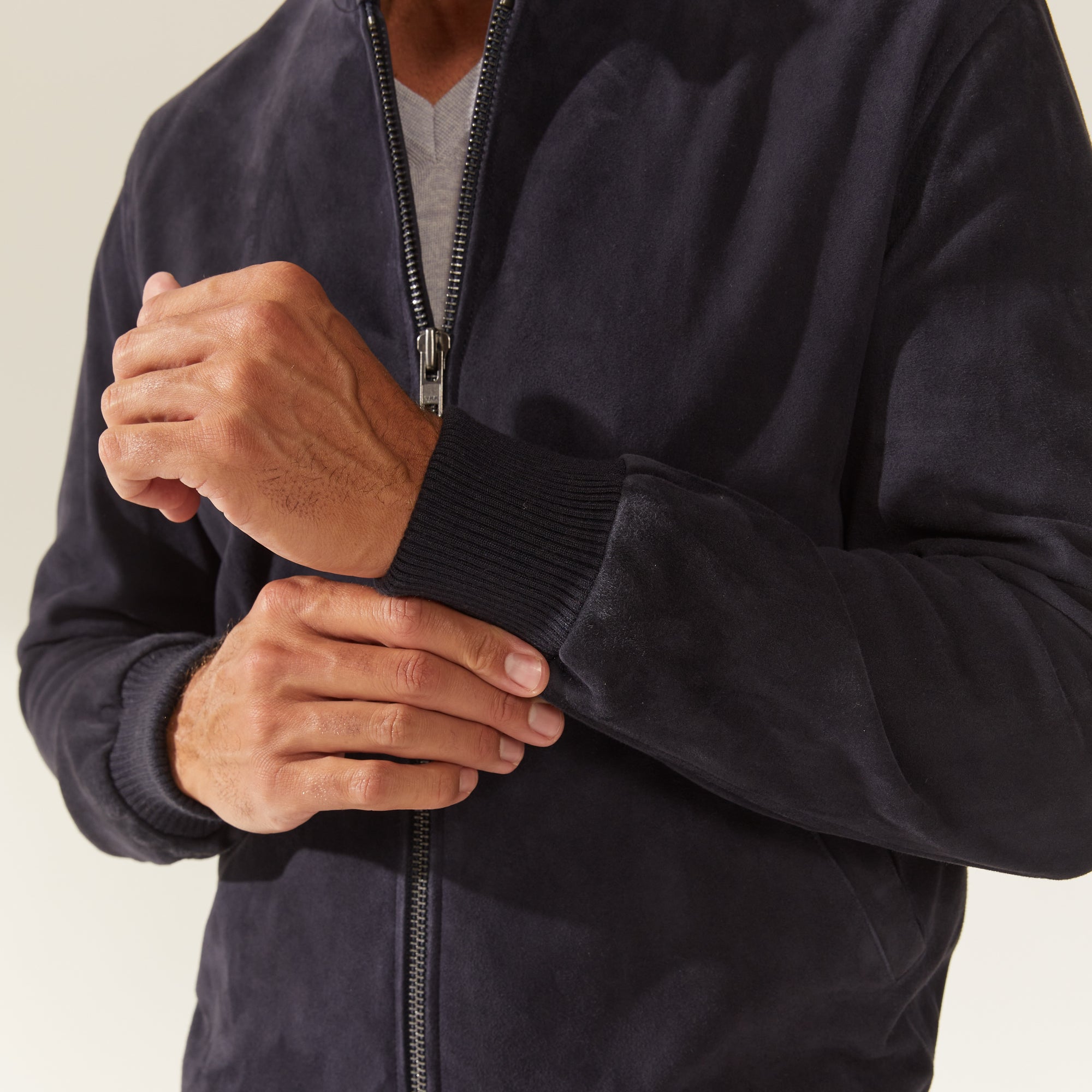 Mens | Chase Suede Bomber Jacket | Navy