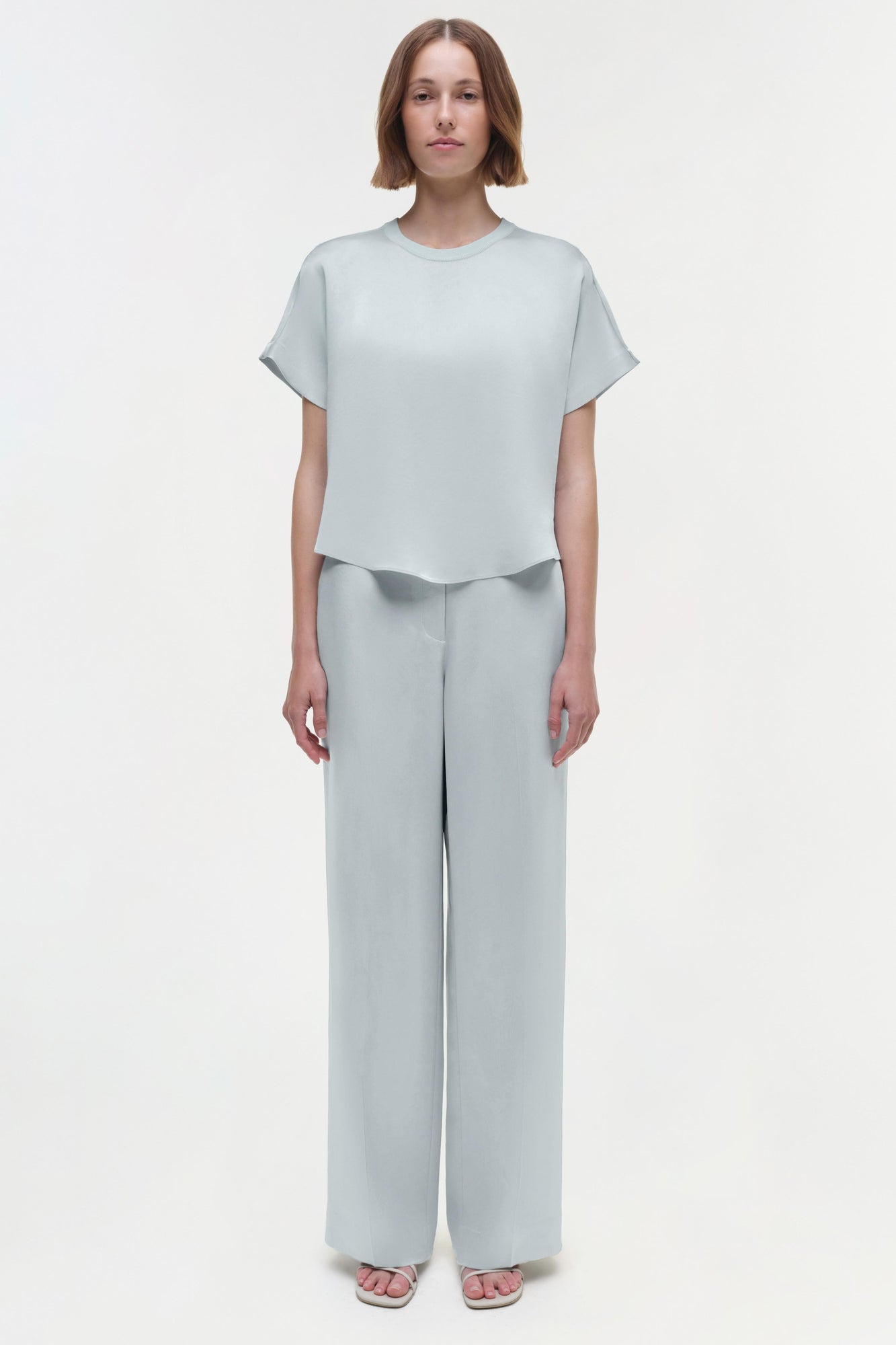 Womens | Addy Satin T-Shirt | Powder Blue