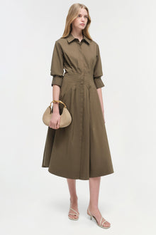 Womens | Jazz Cotton Midi Dress | Faded Olive