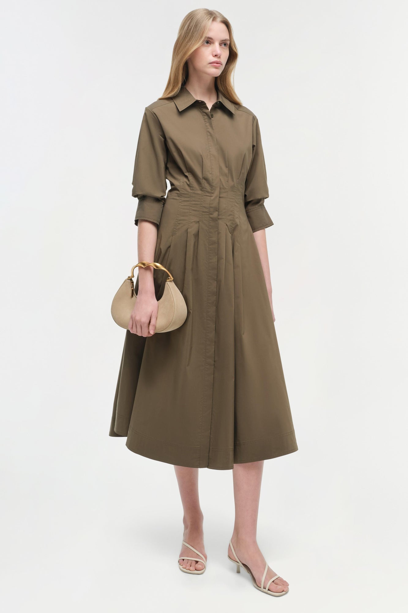 Womens | Jazz Cotton Midi Dress | Faded Olive