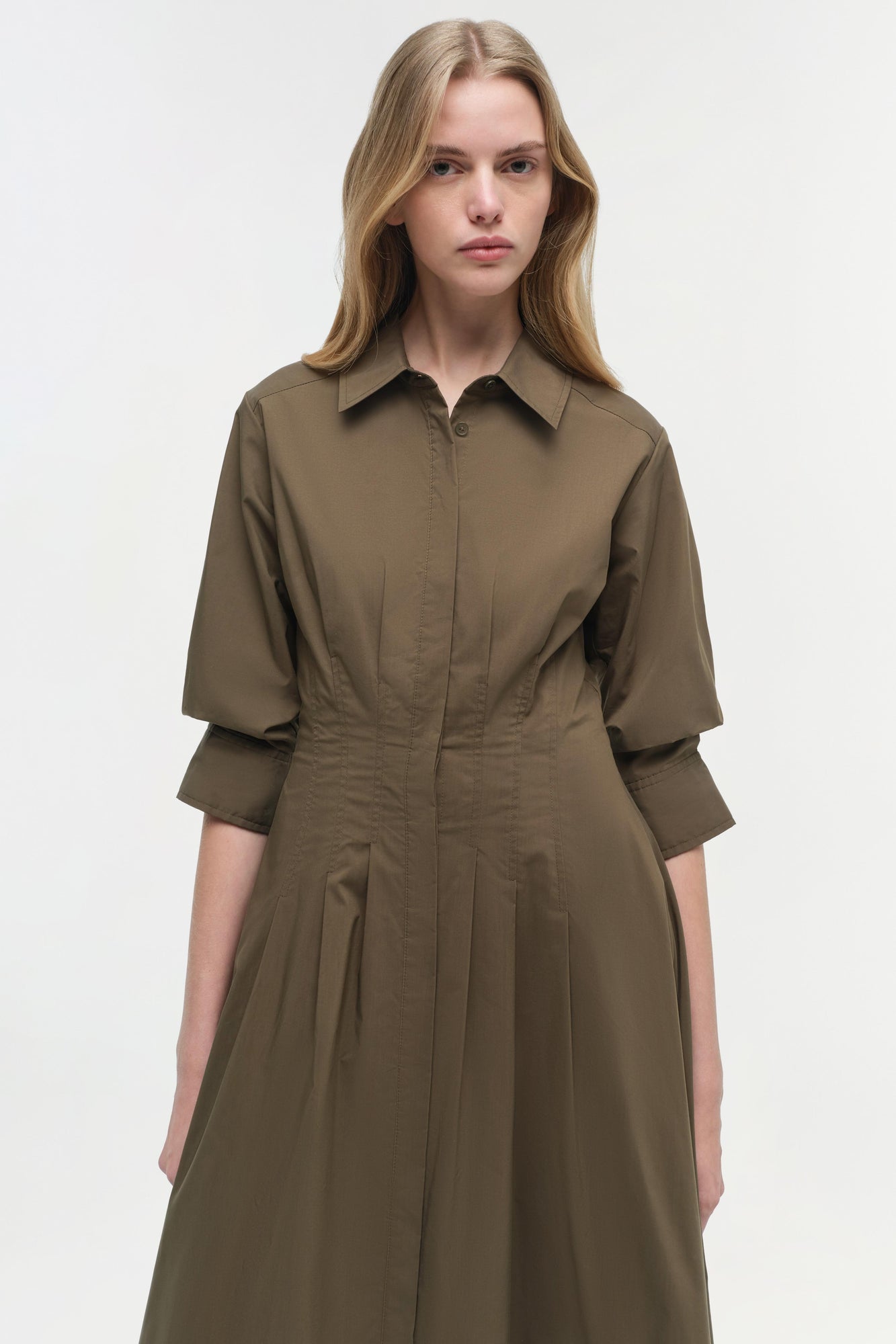 Womens | Jazz Cotton Midi Dress | Faded Olive